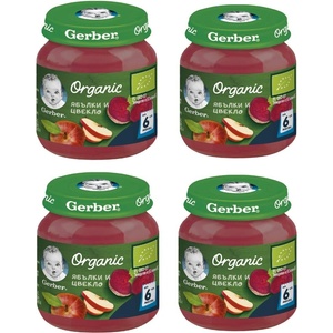 Nestle Моето първо пюре Nestle Gerber Organic - Ябълки и цвекло, 4 х 125 g (4х 12455483) - baby