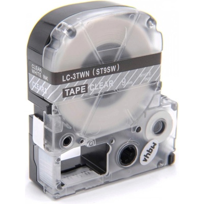 Compatible Epson LC-3TWN, ST9SW, 9mm x 8m, бял печат / прозрачен фон, съвместима лента (LCST9SW)