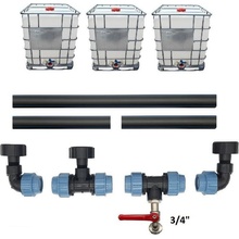 Profi propojení: 3 IBC nádrže + 3/4" zahradní kohout Z MODRÁ BARVA