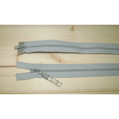 Kostenný zips šedá svetlá 3mm deliteľný obojsmerný 65cm