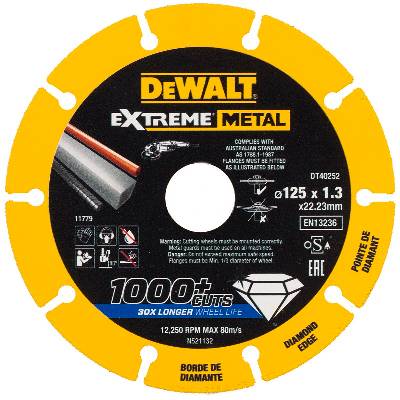 Диамантен диск DeWALT EXTREME METAL 125 x 1.3 мм DT40252 (DT40252)