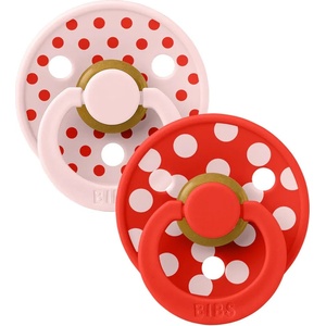 BIBS Залъгалки Bibs - Colour Studio Polka, 0-6 м, 2 броя, Blossom/Candy Apple (11034103) - baby