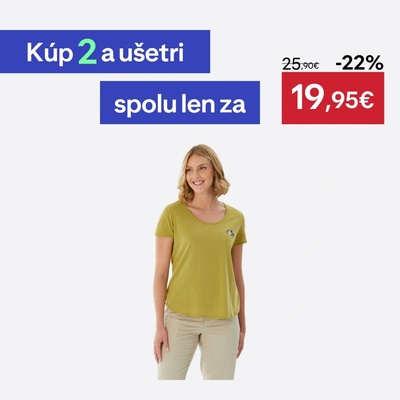 QUECHUA Dámske turistické tričko NH500 kaki