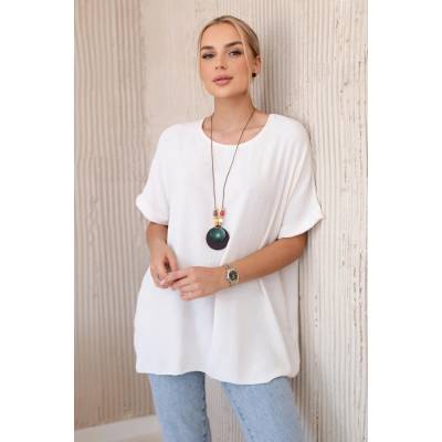 Oversized blouse with pendant light beige šedá