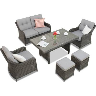 Garden Point Техноратанов комплект Toledo Apetito 4 антрацит с пуфове Garden Point (GAP132-4PU)