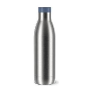 temsa HOGAR Emsa Bludrop Eco Insulated Drinking Bottle, Reusable, Recycled Stainless Steel, Eco Design, Quick-Press, 12h Hot/24h Cold, 0.7L, Dishwasher Safe, Leakproof, Blue, N3112700