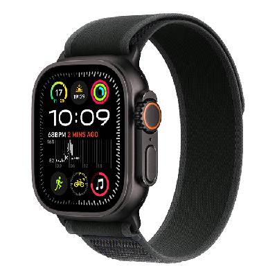 Apple Watch Ultra 2 49mm černý titan s černým trailovým tahem S/M MX4U3CS/A černá - Trailový tah S/M