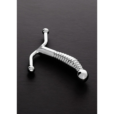 Steel Ribbed G Spot Stimulator Klasické dildo vyrobené z nerezové oceli Srebrny