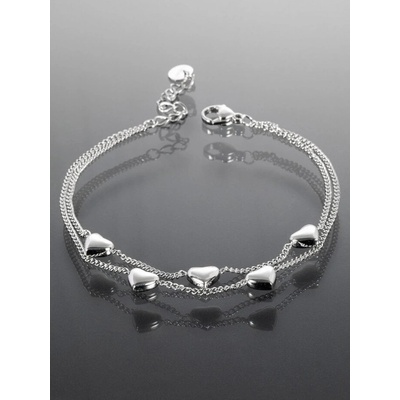 Prošperk stříbrný náramek z chirurgické oceli se srdíčky S4372