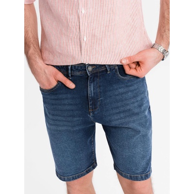 Ombre Clothing pánske džínsové šortky Kiane temno modra