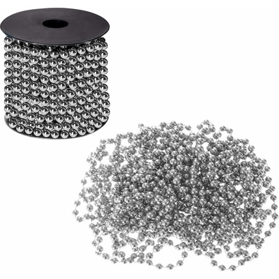 SPRINGOS Vánoční řetěz Girlanda s korálky 10m 8mm stříbrná CA0058-XG