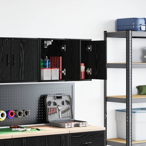 vidaXL гараж стена шкафове, 2 бр, черен, инженерно дърво (860610)