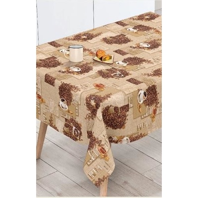 Ubrus PVC 178A zrnka kávy s hrníčky metráž, 20 m x 140 cm, IMPOL TRADE