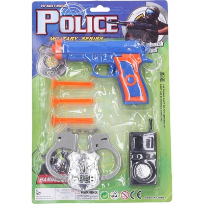 Wiky policejní sada plast pistole na přísavky 15cm náboje 3ks s doplňky