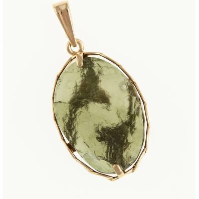 My Moldavite Pozlacený přívěsek s přírodním vltavínem MS26 291
