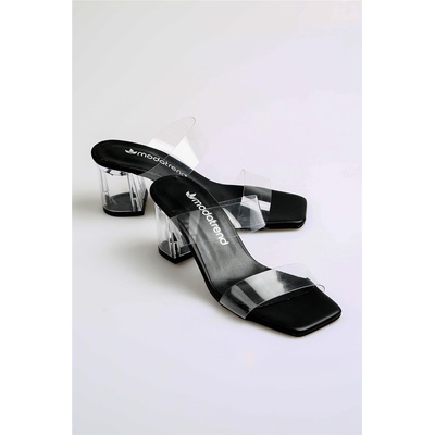 Moda Trend Дамски чехли с прозрачен ток - Черни #369581 (369581_Черно)