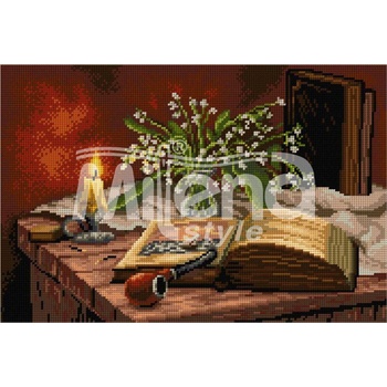 Milena Style Натюрморт с книга - гоблен със схема конци dmc 1: 4