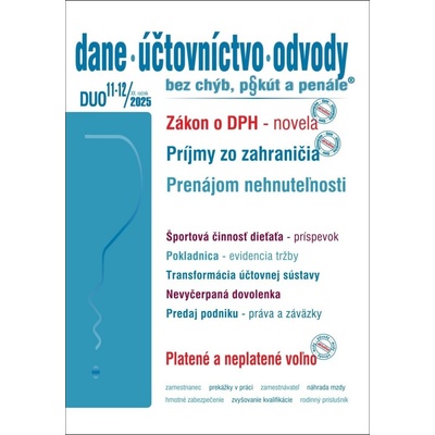 DUO 11-12/2025 – Dane, účtovníctvo, odvody bez chýb, pokút a penále