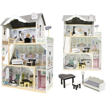Aga Drevený domček pre bábiky z MDF + nábytok 122cm XXL LED