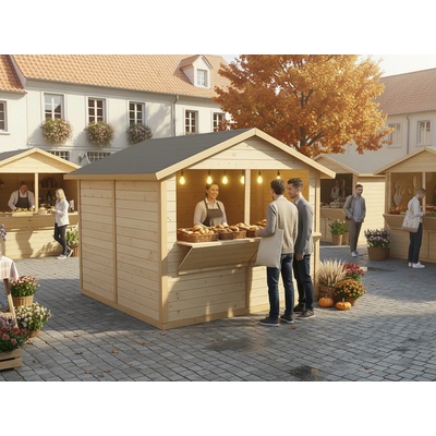 domceknazahradu.sk - Drevený predajný stánok 1 2,8 × 2,8 m natur