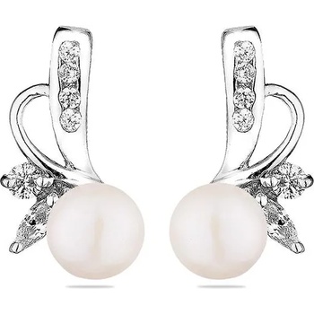 Image 1 of Swan Сребърни обици със сладководни бели перли SE0409W Swan