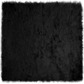 vidaXL Изкуствен килим от кожи Черно 120 x 120 cm Полиестер (42021575)