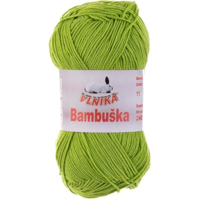 Pletací / háčkovací příze Vlnika BAMBUŠKA 11 zelená, klasická, bambusová, 50g/205m