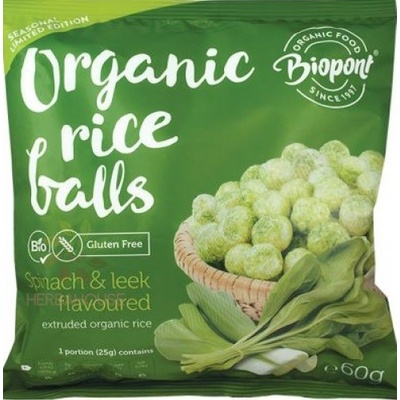 Biopont Bio Extrudované ryžové guličky so špenátom a pórom 60 g
