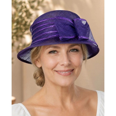 Krumlovanka Dámský sisalový slavnostní klobouk Cloche C-119 fialový