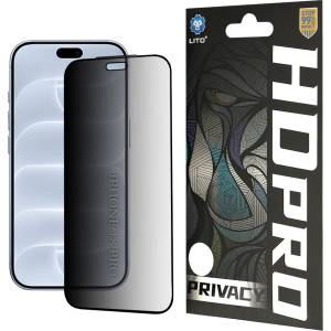 LITO Поверителен стъклен протектор Lito HD Pro Privacy - iPhone 18 Pro - Черен