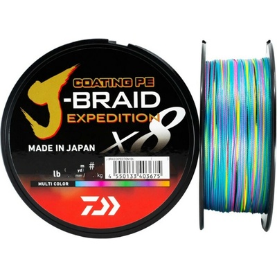 Daiwa Splietaná šnúra J-Braid Expedition Multicolor 300 m - 0,24 mm 22,4 kg