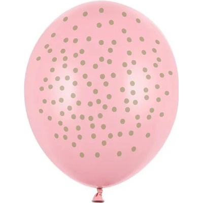 PartyDeco BALÓNIKY ružové so zlatými bodkami 30cm