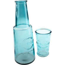 Dakls Modrá skleněná karafa se sklenicí 800 ml
