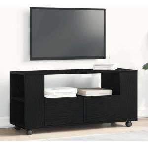 vidaXL ТВ шкаф с колелца, черен дъб, 102x34, 5x43 см, инженерно дърво (862479)