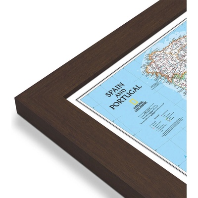 National Geographic Španělsko, Portugalsko - nástěnná mapa Classic 85 x 55 cm Varianta: mapa v dřevěném rámu, Provedení: Pegi skořice