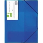 Q-Connect Briefcase with rubber band PP, A4, 400mikr. , 3-cut, transparent blue