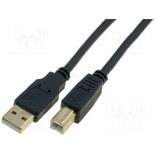 VCom CU201G-B-030-PB USB 2.0, USB A vidlice, USB B vidlice, zlacený, 3m, černý