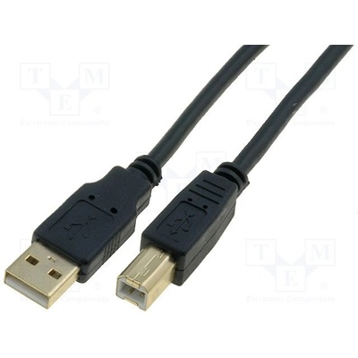 VCom CU201G-B-030-PB USB 2.0, USB A vidlice, USB B vidlice, zlacený, 3m, černý