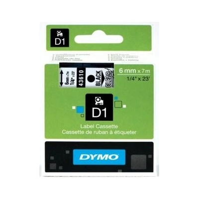 Páska Dymo D1 6 mm x 7 m, černá na čiré