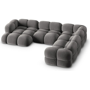 Cosmopolitan Design Сив кадифен ъглов диван (десен ъгъл/U форма) Loretto - Cosmopolitan Design (COS_UR_120_F1_LORETTO6)