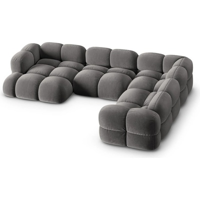 Cosmopolitan Design Сив кадифен ъглов диван (десен ъгъл/U форма) Loretto - Cosmopolitan Design (COS_UR_120_F1_LORETTO6)