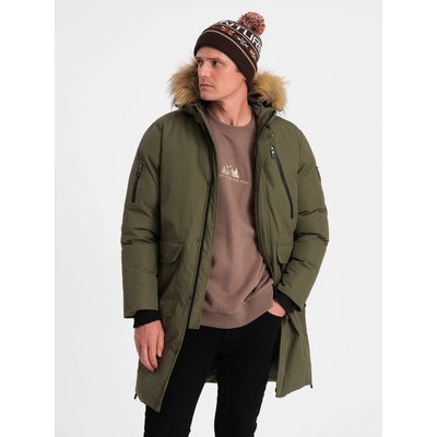 Ombre Clothing pánska parka Minniewallah tmavo olivová