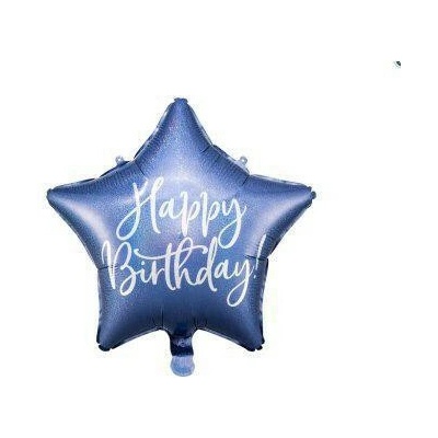 PartyDeco Fóliový balónik hviezda námornícka modrá HB 40 cm