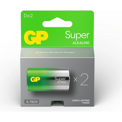 GP Batteries Алкална батерия gp super lr20, 2 бр. в опаковка / блистер, 1.5v (gp-ba-13a21-sb2)