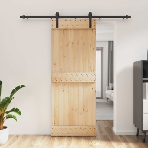 vidaXL Преплъзваща се врата Естествено и черно 80 x 210 cm (3444912)