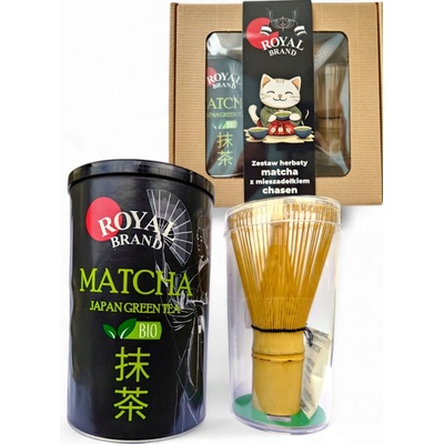 Royal Brand japonská bio matcha sada s bambusovou metličkou chasen 100 g