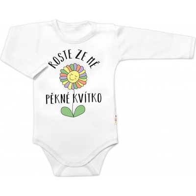 Body dlhý rukáv Roste ze mě pěkné kvítko Baby Nellys biele