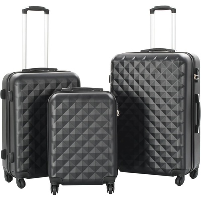 vidaXL Комплект твърди куфари с колелца, 3 бр, черни, ABS (91886)