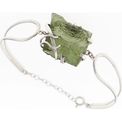 My Moldavite Stříbrný náramek s přírodním vltavínem 6703 16.5 cm