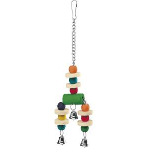 Ferplast Parrot Toy - Забавна и цветна дървена играчка за папагали, 9 / 3 / 32 см